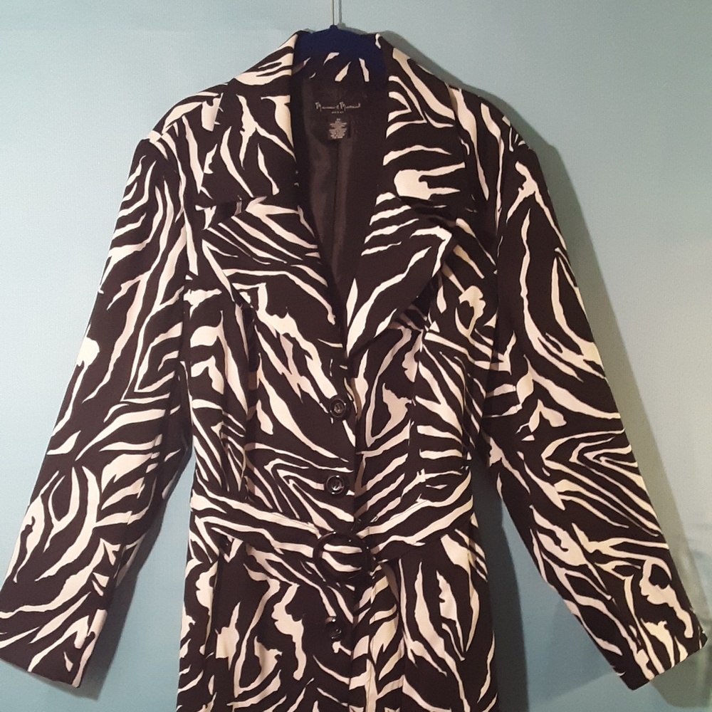 Black and White Zebra Print Short Trench Coat